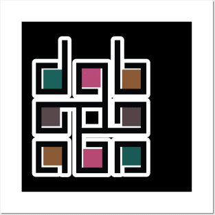 Square decorative color corporate identity sticker design element. QR code and digital tech logo sticker concept. Posters and Art